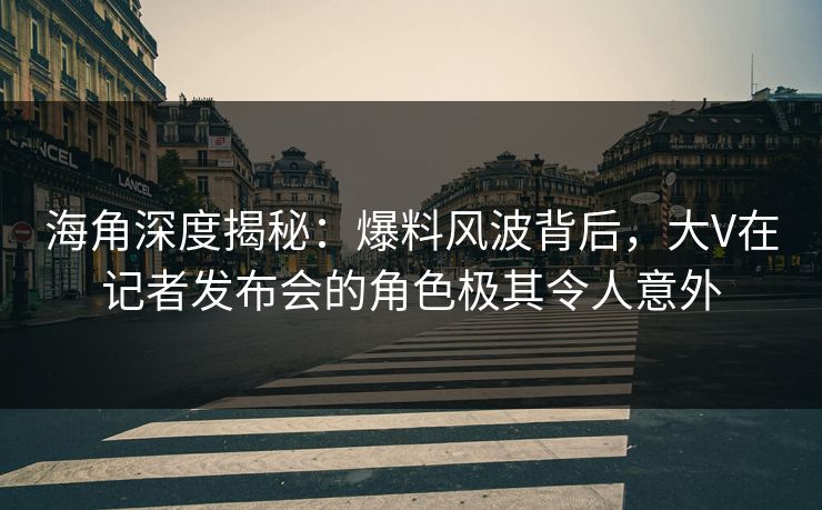 海角深度揭秘：爆料风波背后，大V在记者发布会的角色极其令人意外