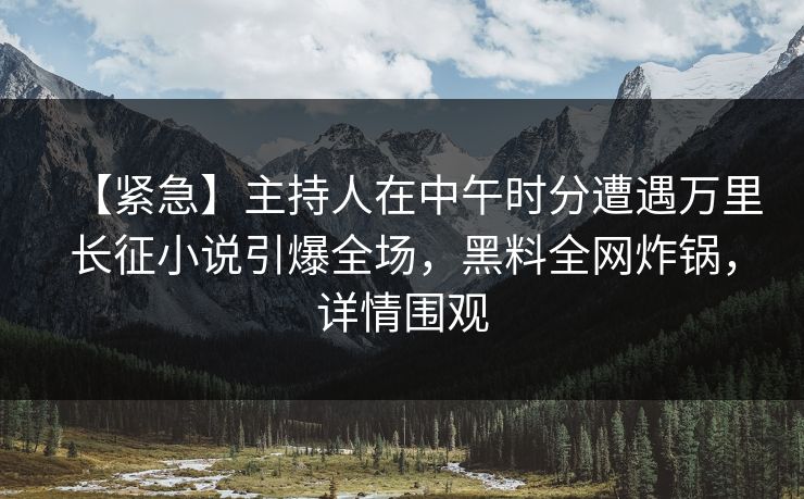【紧急】主持人在中午时分遭遇万里长征小说引爆全场，黑料全网炸锅，详情围观