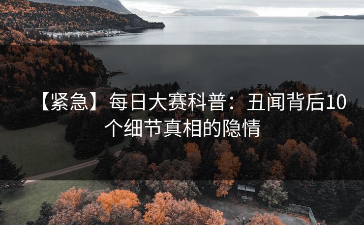 【紧急】每日大赛科普：丑闻背后10个细节真相的隐情