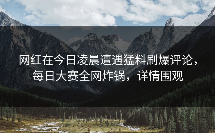 网红在今日凌晨遭遇猛料刷爆评论，每日大赛全网炸锅，详情围观
