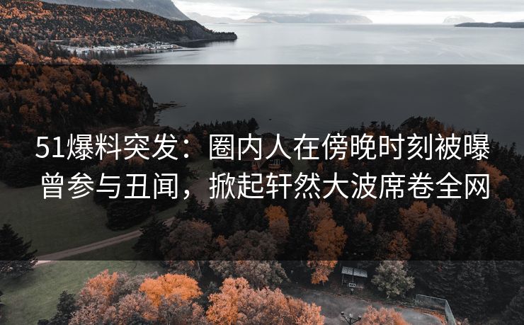 51爆料突发：圈内人在傍晚时刻被曝曾参与丑闻，掀起轩然大波席卷全网